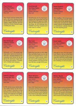 1992 Cartwrights Players Choice - 9-Card Panels #28-36 Tony Gwynn / Fred McGriff / Deion Sanders / Ben McDonald /  Ron Gant / Ozzie Smith / Roberto Alomar /  Mark McGwire /  Mickey Mantle Back