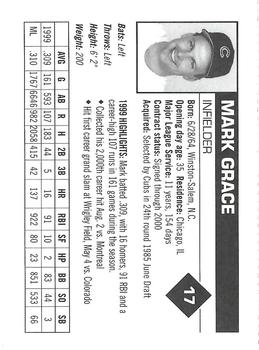 2000 Chicago Cubs Spring Training Program Insert #NNO Mark Grace Back