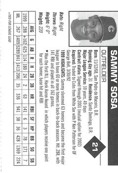 2000 Chicago Cubs Spring Training Program Insert #NNO Sammy Sosa Back