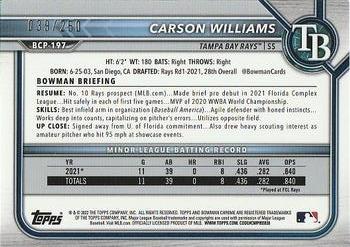 2022 Bowman Chrome - Prospects Purple Mojo Refractor #BCP-197 Carson Williams Back