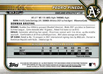 2022 Bowman Chrome - Prospects Purple Mojo Refractor #BCP-241 Pedro Pineda Back