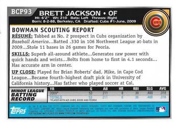 2010 Bowman - Chrome Prospects Autographs #BCP93 Brett Jackson Back