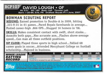 2010 Bowman - Chrome Prospects Autographs #BCP107 David Lough Back