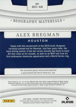 2022 Panini National Treasures - Biography Materials Holo Silver #BIO-AB Alex Bregman Back