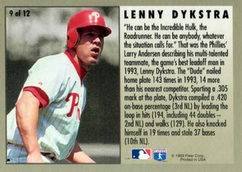 1994 Fleer - League Leaders #9 Lenny Dykstra Back