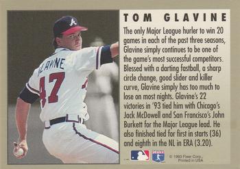 1994 Fleer - League Leaders #11 Tom Glavine Back