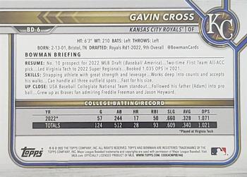 2022 Bowman Draft 1st Edition - Sky Blue #BD-6 Gavin Cross Back