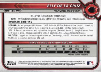 2022 Bowman Draft 1st Edition - Sky Blue #BD-80 Elly De La Cruz Back