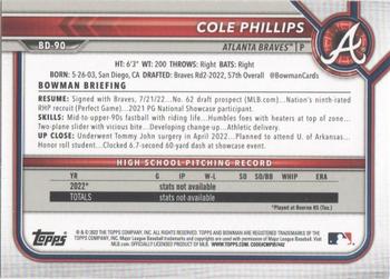 2022 Bowman Draft 1st Edition - Orange #BD-90 Cole Phillips Back
