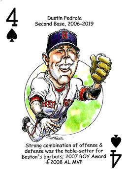 2022 Hero Decks Boston Red Sox Baseball Heroes Playing Cards (16th Edition) #4♠ Dustin Pedroia Front