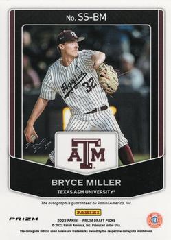 2022 Panini Prizm Draft Picks - Signing Sessions Prizms Gold Vinyl #SS-BM Bryce Miller Back