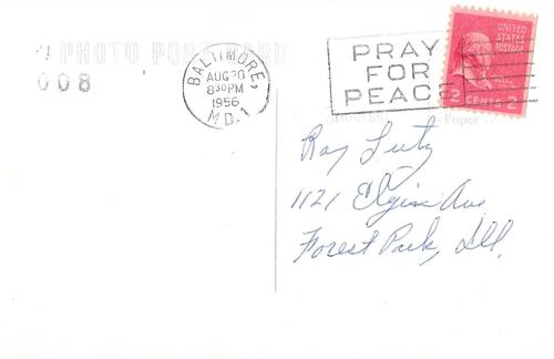 1956 Baltimore Orioles Photocards #008 Erv Palica Back