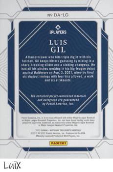 2022 Panini National Treasures - Diamond Autographs #DA-LG Luis Gil Back