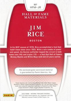 2022 Panini National Treasures - Hall of Fame Materials #HFM-JR Jim Rice Back