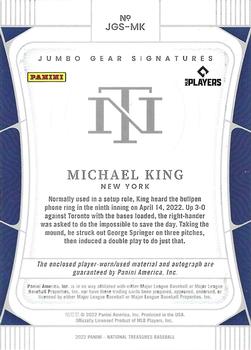 2022 Panini National Treasures - Jumbo Gear Signatures Gold #JGS-MK Michael King Back