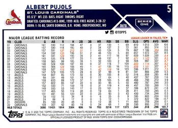 2023 Topps - Gold Foil #5 Albert Pujols Back