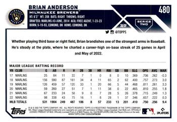 2023 Topps - Gold Foil #480 Brian Anderson Back