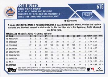 2023 Topps - Gold Foil #615 Jose Butto Back
