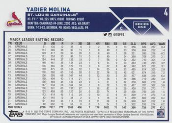2023 Topps - Royal Blue #4 Yadier Molina Back