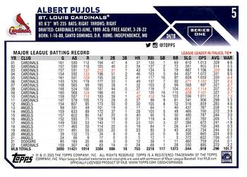2023 Topps - Royal Blue #5 Albert Pujols Back