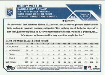2023 Topps - Royal Blue #7 Bobby Witt Jr. Back