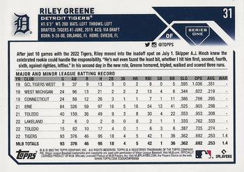 2023 Topps - Royal Blue #31 Riley Greene Back