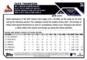 2023 Topps - Royal Blue #34 Zack Thompson Back
