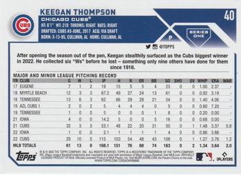 2023 Topps - Royal Blue #40 Keegan Thompson Back