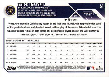 2023 Topps - Royal Blue #61 Tyrone Taylor Back