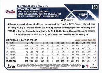 2023 Topps - Royal Blue #150 Ronald Acuña Jr. Back