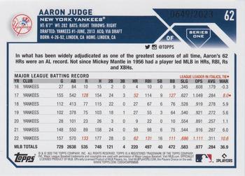 2023 Topps - Gold #62 Aaron Judge Back