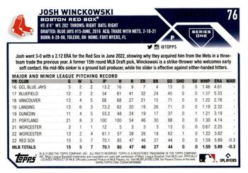 2023 Topps - Gold #76 Josh Winckowski Back