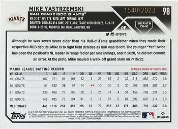 2023 Topps - Gold #98 Mike Yastrzemski Back