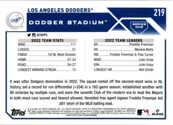 2023 Topps - Gold #219 Los Angeles Dodgers Back