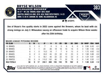 2023 Topps - Gold #383 Bryse Wilson Back