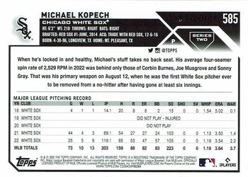 2023 Topps - Gold #585 Michael Kopech Back
