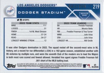 2023 Topps - Orange Foil #219 Los Angeles Dodgers Back
