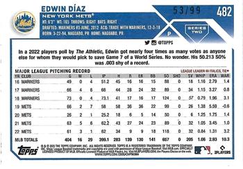2023 Topps - Vintage Stock #482 Edwin Díaz Back