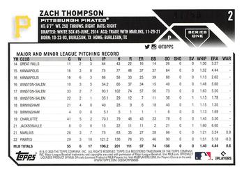 2023 Topps - Mother's Day Hot Pink #2 Zach Thompson Back