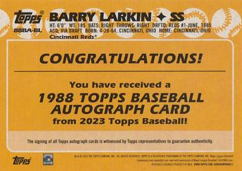 2023 Topps - 1988 Topps Baseball 35th Anniversary Autographs (Series One) #88BA-BL Barry Larkin Back