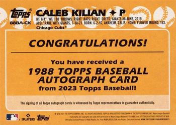 2023 Topps - 1988 Topps Baseball 35th Anniversary Autographs (Series One) #88BA-CK Caleb Kilian Back