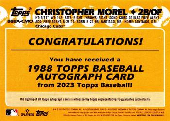 2023 Topps - 1988 Topps Baseball 35th Anniversary Autographs (Series One) #88BA-CMO Christopher Morel Back