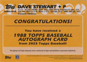 2023 Topps - 1988 Topps Baseball 35th Anniversary Autographs (Series One) #88BA-DAS Dave Stewart Back