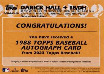 2023 Topps - 1988 Topps Baseball 35th Anniversary Autographs (Series One) #88BA-DHA Darick Hall Back