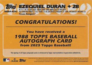 2023 Topps - 1988 Topps Baseball 35th Anniversary Autographs (Series One) #88BA-EDU Ezequiel Duran Back