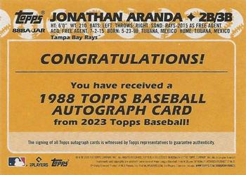 2023 Topps - 1988 Topps Baseball 35th Anniversary Autographs (Series One) #88BA-JAR Jonathan Aranda Back