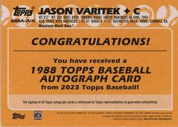 2023 Topps - 1988 Topps Baseball 35th Anniversary Autographs (Series One) #88BA-JVA Jason Varitek Back