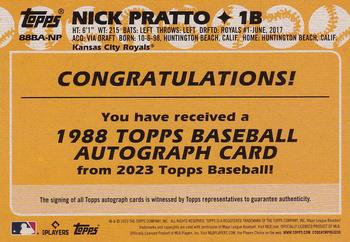 2023 Topps - 1988 Topps Baseball 35th Anniversary Autographs (Series One) #88BA-NP Nick Pratto Back