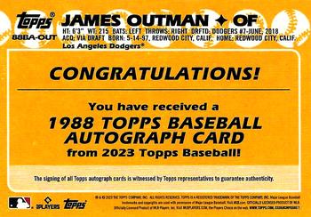 2023 Topps - 1988 Topps Baseball 35th Anniversary Autographs (Series One) #88BA-OUT James Outman Back