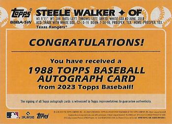 2023 Topps - 1988 Topps Baseball 35th Anniversary Autographs (Series One) #88BA-SW Steele Walker Back